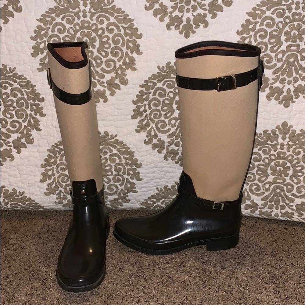 Brown and tan unique Hunter Boots